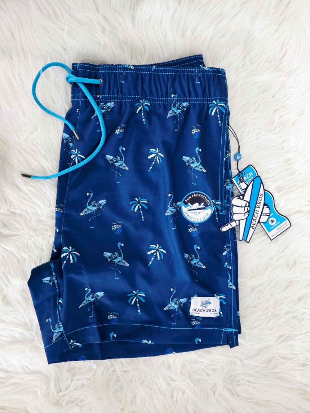 NWT Beach Bros Men's Swim Trunks Surf Flamingo Navy BB-10452